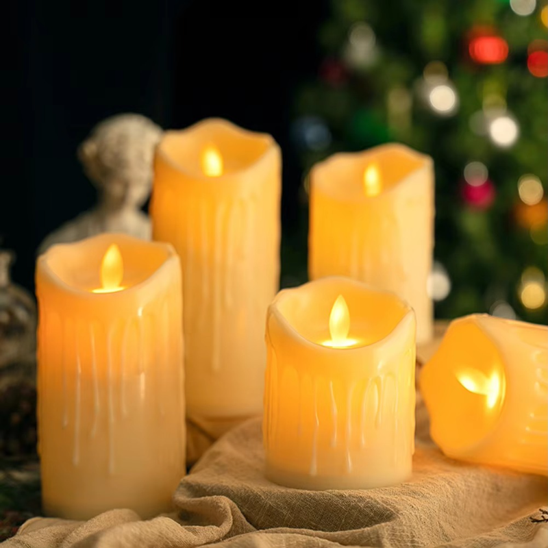 LED Electronic Candle Light with Moving Wick 6 Pieces Medium Size