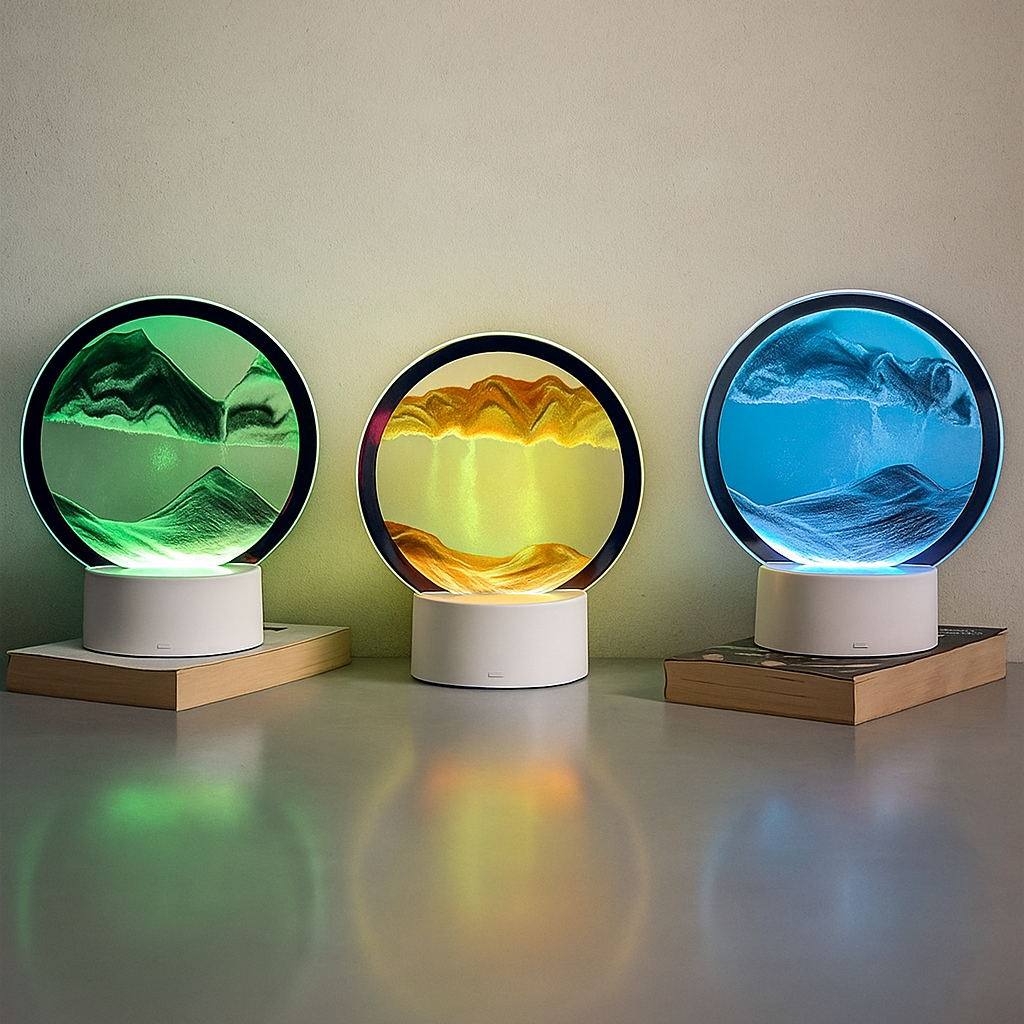 LED Moving Sand Art Table Lamp 3D Quicksand