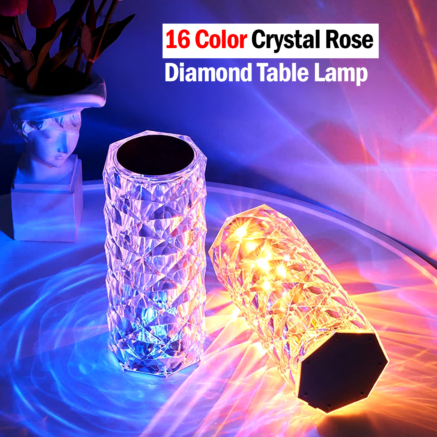 16 Color Crystal Rose Diamond Table Lamp