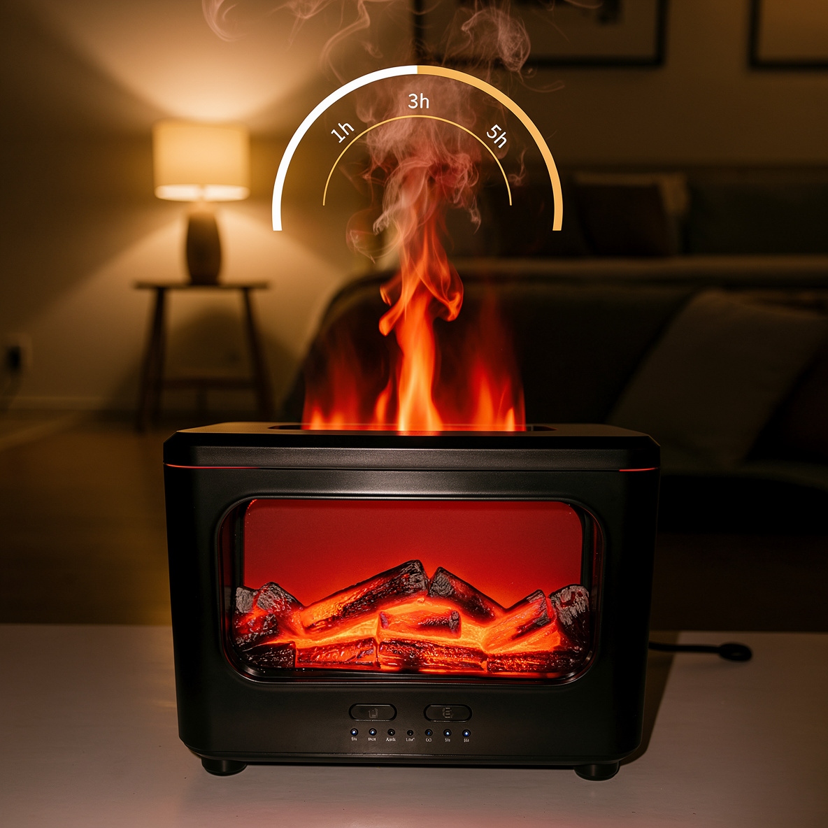 3D Flame Fireplace Light Humidifier